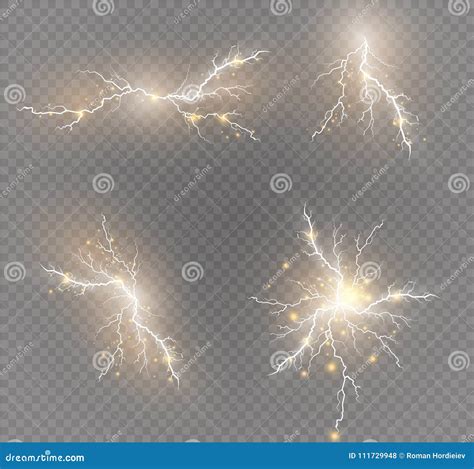 A Set Of Lightning Magic And Bright Light Effects Vector Illustration