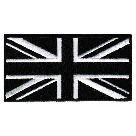 UNION JACK Black UK Flag Patch Iron-on Embroidered Applique Top Quality ...