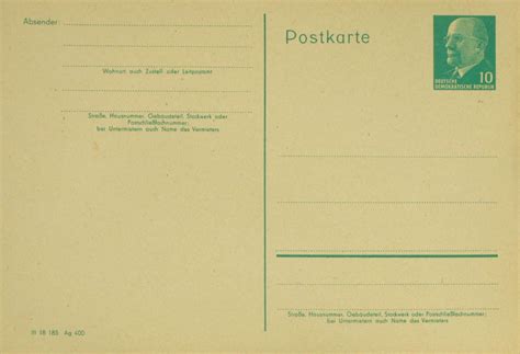 Postkarte DDR Walter Ulbricht 10 Pfg grün Ganzsache