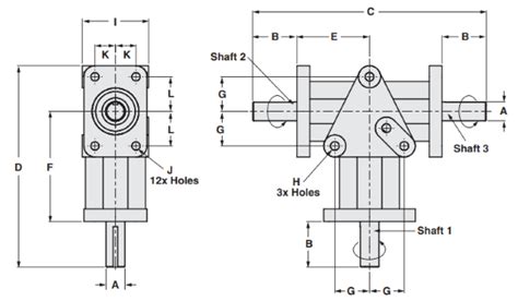 Three Way Right Angle Gearbox C