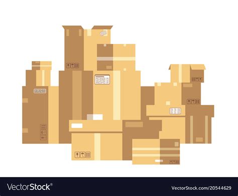 Pile Sealed Goods Cardboard Boxes Mail Box Vector Image