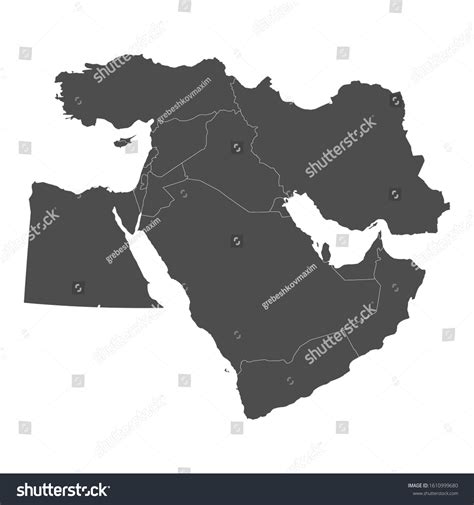 Map Middle East Borders Countries Stock Vector (Royalty Free) 1610999680 | Shutterstock