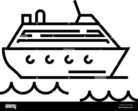 Cruise Ship Line Icon Concept Sign Outline Vector Illustration