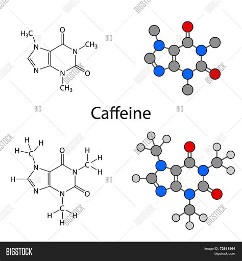 Caffeine Molecule Vector And Photo Free Trial Bigstock