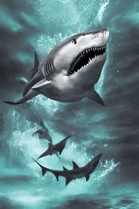 Fantasy Ocean Deep Dark Scary Shark Graphic Creative Fabrica