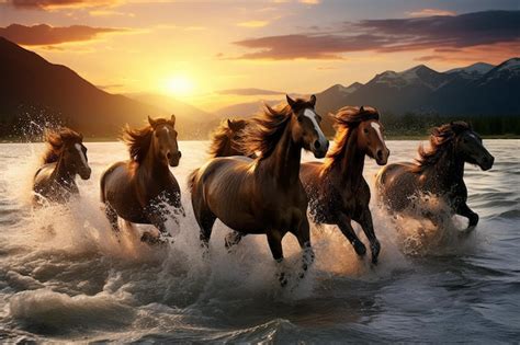 Premium Photo | Wild Horses Freedom Nature Wallpaper