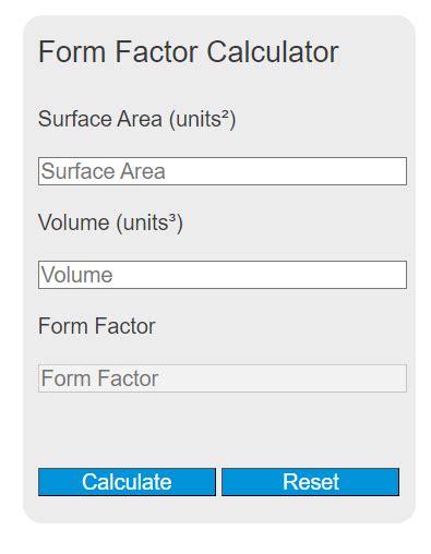 Form Factor Calculator - Calculator Academy