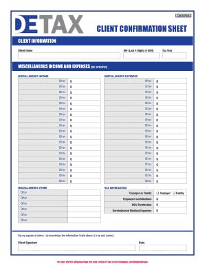 Fillable Online Client Information Miscellaneous Income And Expenses