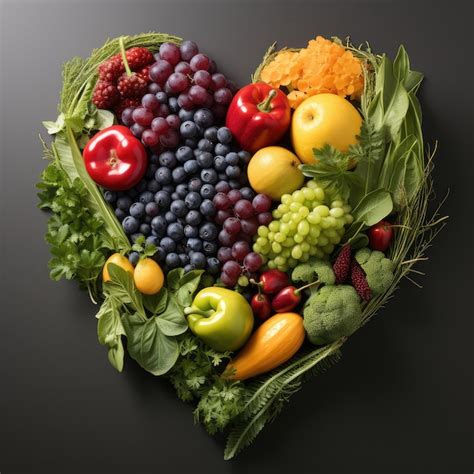 Premium AI Image | A healthy human heart made of fruits and vegetable