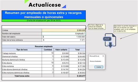 Liquidador De Horas Extra Y Recargos Mensuales O Quincenales