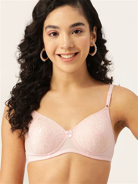 Buy Dressberry Pink Floral Lace Bra Lightly Padded Bra For Women 18823540 Myntra