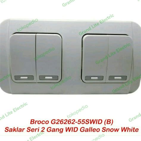 Jual BROCO G26262 55SWID B Saklar Seri 2 Gang WID Galleo Snow White