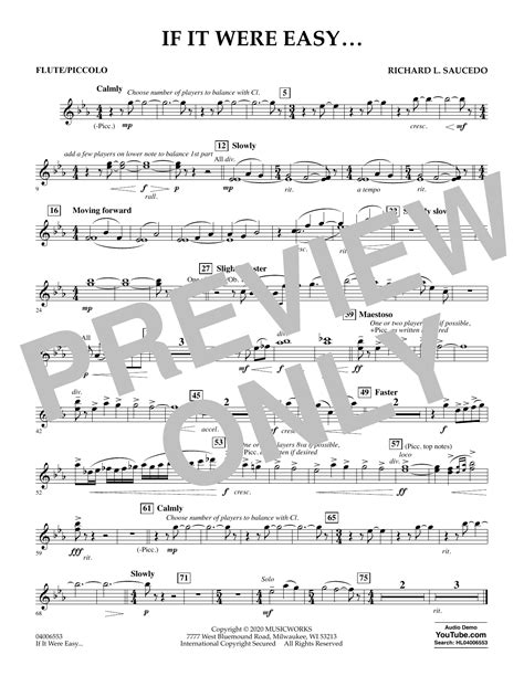 If It Were Easy Flute By Richard L Saucedo Sheet Music For