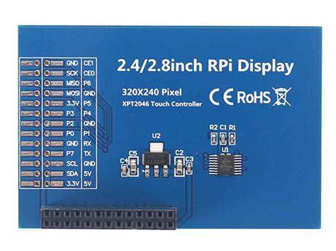 Pantalla TFT Táctil Resistiva 2,8” 320 x 240 px para Raspberry Pi