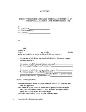 Fillable Online Southgoa Nic FORM OF APPLICATON UNDER SUB SECTION I OF