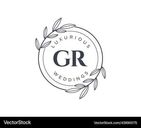 Gr Initials Letter Wedding Monogram Logos Vector Image