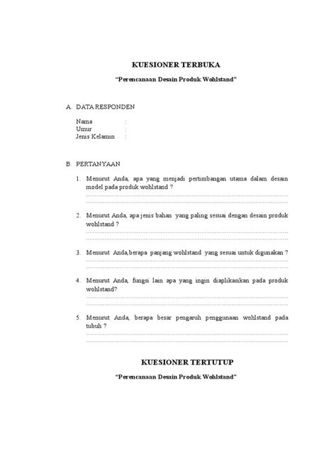 Detail Contoh Kuesioner Terbuka Koleksi Nomer 6