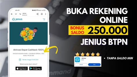 250 Ribu Bonus Buka Rekening Jenius Bank BTPN Promo Nasabah Baru