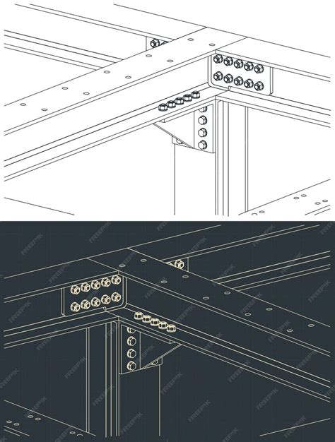 Premium Vector Steel Beam To Beam Connections Blueprint