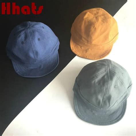 Cotton Short Brim Baseball Cap Hip Hop Women Fitted Cap Solid Soft Brim