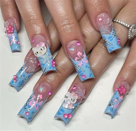 hello kitty nails | Pink acrylic nails, Unique acrylic nails, Manicure ...