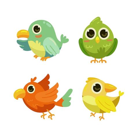 Colección de aves dibujadas a mano Vector Premium