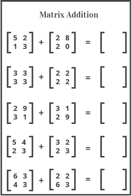 10 Free Matrix Addition Worksheets Kiddosheets