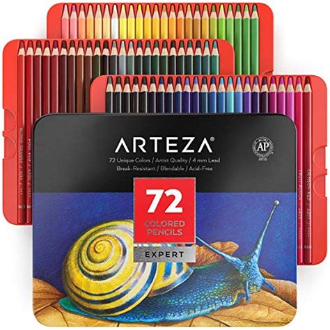 Arteza Crayons de couleur pour adultes 72 couleurs Crayons à dessin