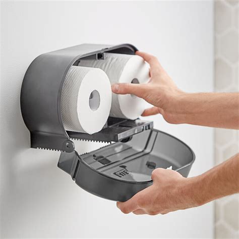 Lavex Black Double Roll Horizontal Toilet Tissue Dispenser