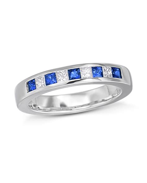 Princess Cut Blue Sapphire And Diamond Band Turgeon Raine