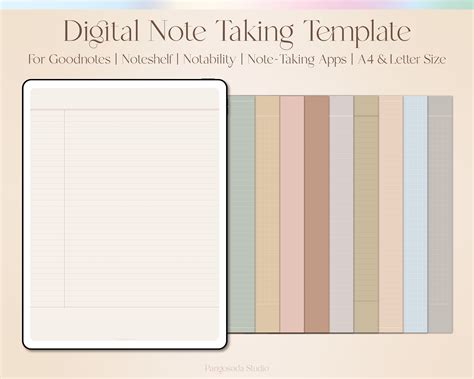 Digital Note Taking Template Digital Writing Paper Goodnote Etsy Canada