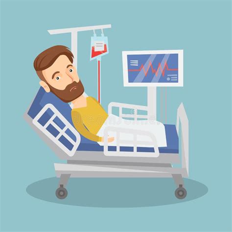 Man Lying In Hospital Bed Vector Illustration Stock Vector