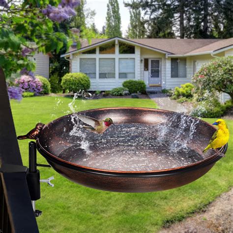 Dreamsoul Deck Mounted Bird Bath Metal Birdbath Bowl Unheated With