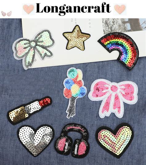 Rainbow Sequin Patch Bowknot Patch Heart Patch Headphones Patch