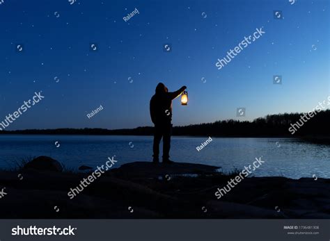 Man Holding Old Lamp Outdoors Near Stock Photo 1736481308 Shutterstock