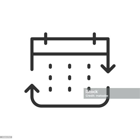 包含更新箭頭的日曆線性圖示帶可編輯描邊的線條向量圖形及更多一個物體圖片 一個物體 事件 個人備忘錄 Istock