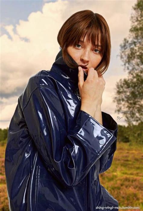 Frauen In Pvc Lack Vinyl Regenkleidung Vinyl Raincoat Blue Raincoat