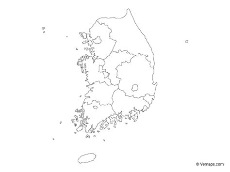 Outline Map Of South Korea With Provinces Free Vector Maps The Best