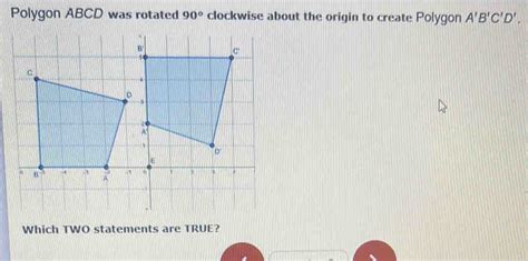 Polygon Abcd Was Rotated Clockwise About The Origin To Create