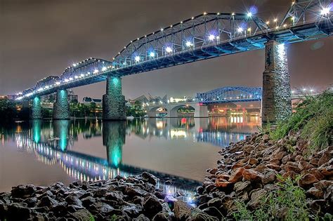 Chattanooga Walking Bridge at Night - HDR | Chattanooga, Tennessee travel, Chattanooga tennessee