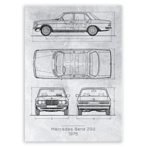 Plakat Metalowy Mercedes Benz 200 Projekt Stone L MURRANO