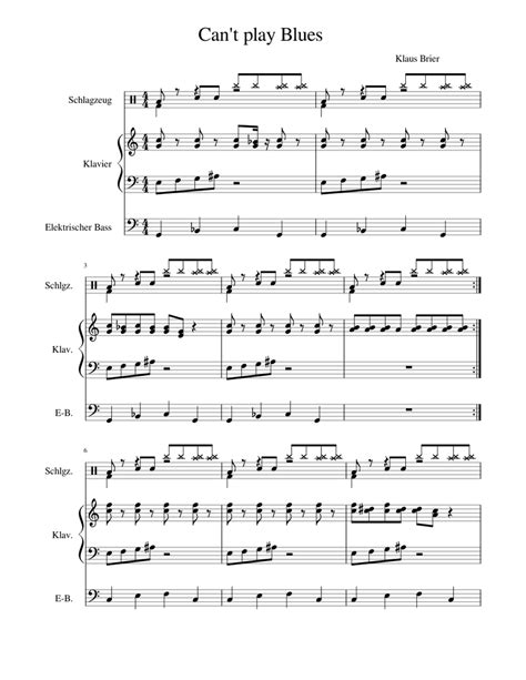 Can T Play Blues Sheet Music For Piano Bass Guitar Drum Group Jazz Band