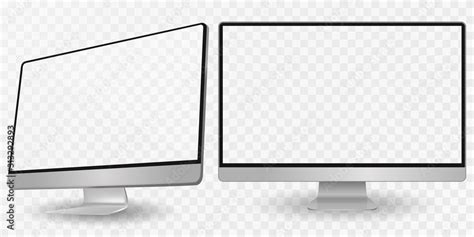 Computer display in two angles. Computer monitor isolated on ...