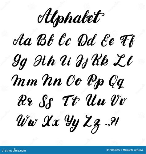 Calligraphy Alphabet Handwritten Brush Letters Uppercase Lowercase Images