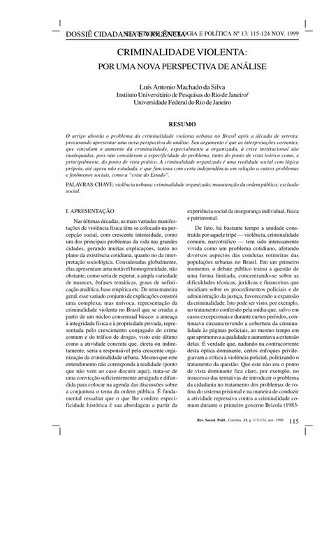 PDF Criminalidade violenta por uma nova perspectiva de análise