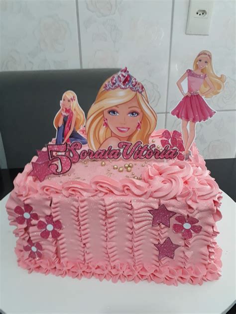 Bolo Barbie Quadrado Bolo De Anivers Rio Da Barbie Bolo Barbie Bolo