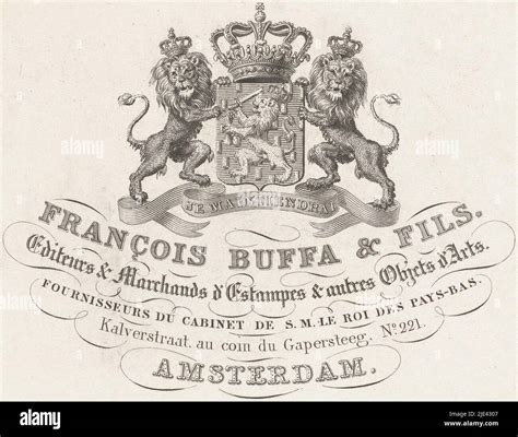 Business Card Of Frans Buffa And Sons Henricus Wilhelmus Couwenberg 1830 1845 Coat Of Arms