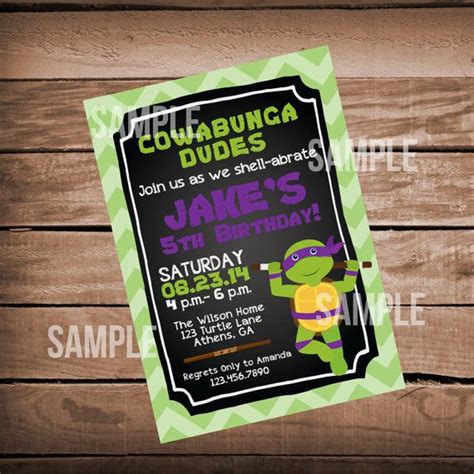 Purple Teenage Mutant Ninja Turtles Invitation Printable Tmnt