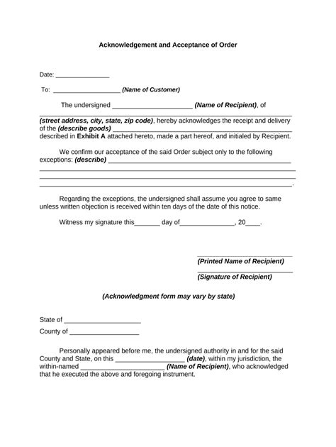 Acknowledgement Of Acceptance Fill Out And Sign Online Dochub