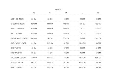 Size Chart – Mans